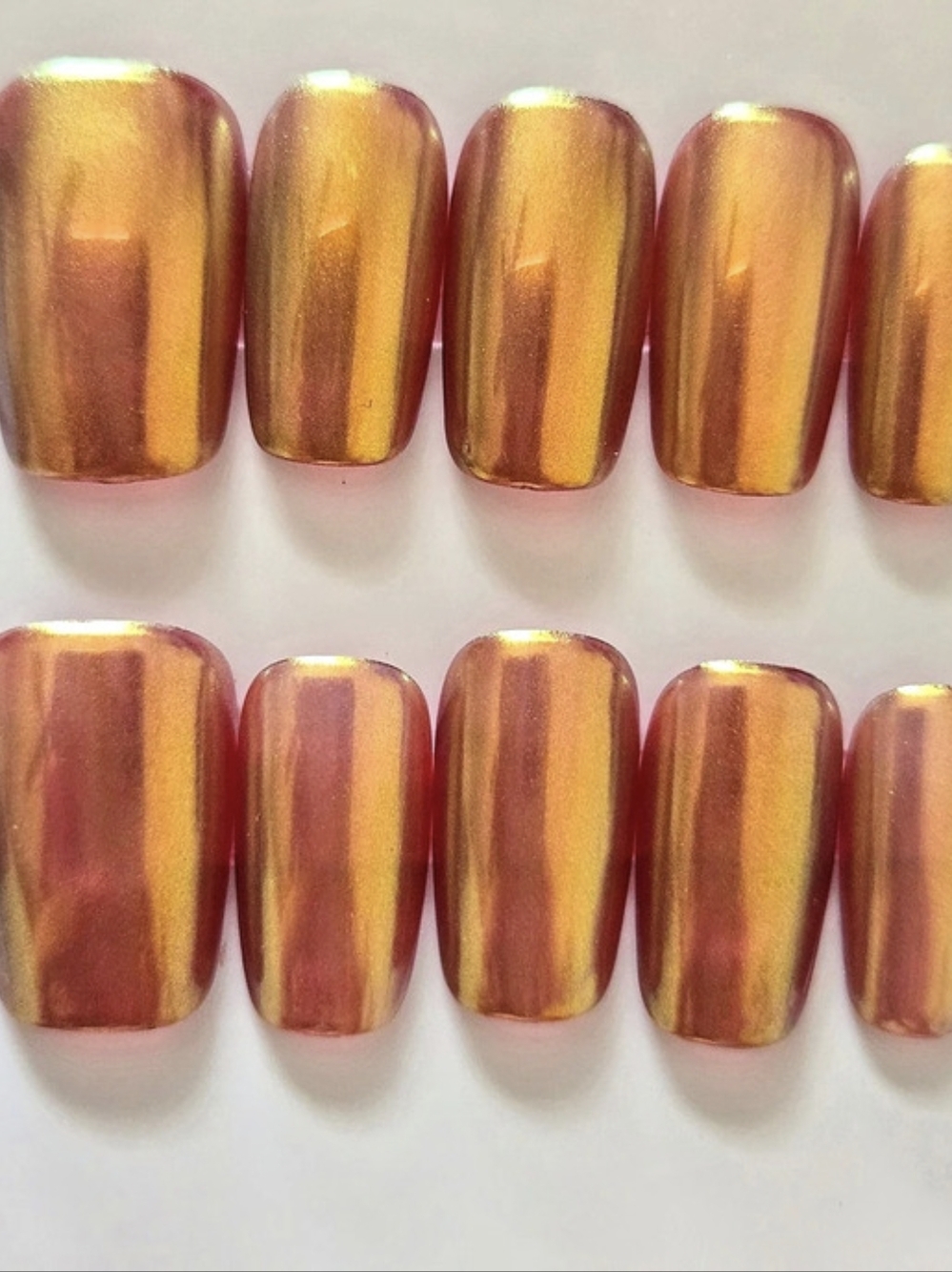 Orange Chrome Finish Press-On Nails